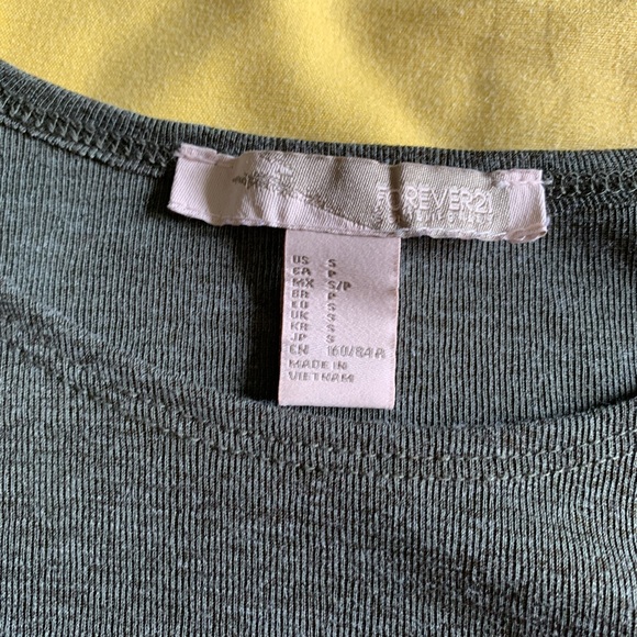 Army green cut out shoulder long sleeve shirt. - Picture 2 of 2